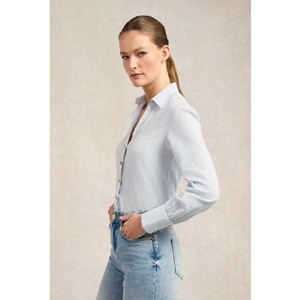 Holland Cooper Holland Cooper Classic V-Neck Blouse in Azure Stripe