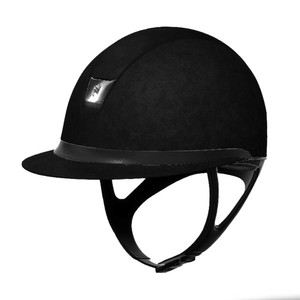Samshield Samshield Miss Shield 2.0 Premium Alcantara Top Matt Black Matt Trim Leather Frontal Band Riding Hat in Black