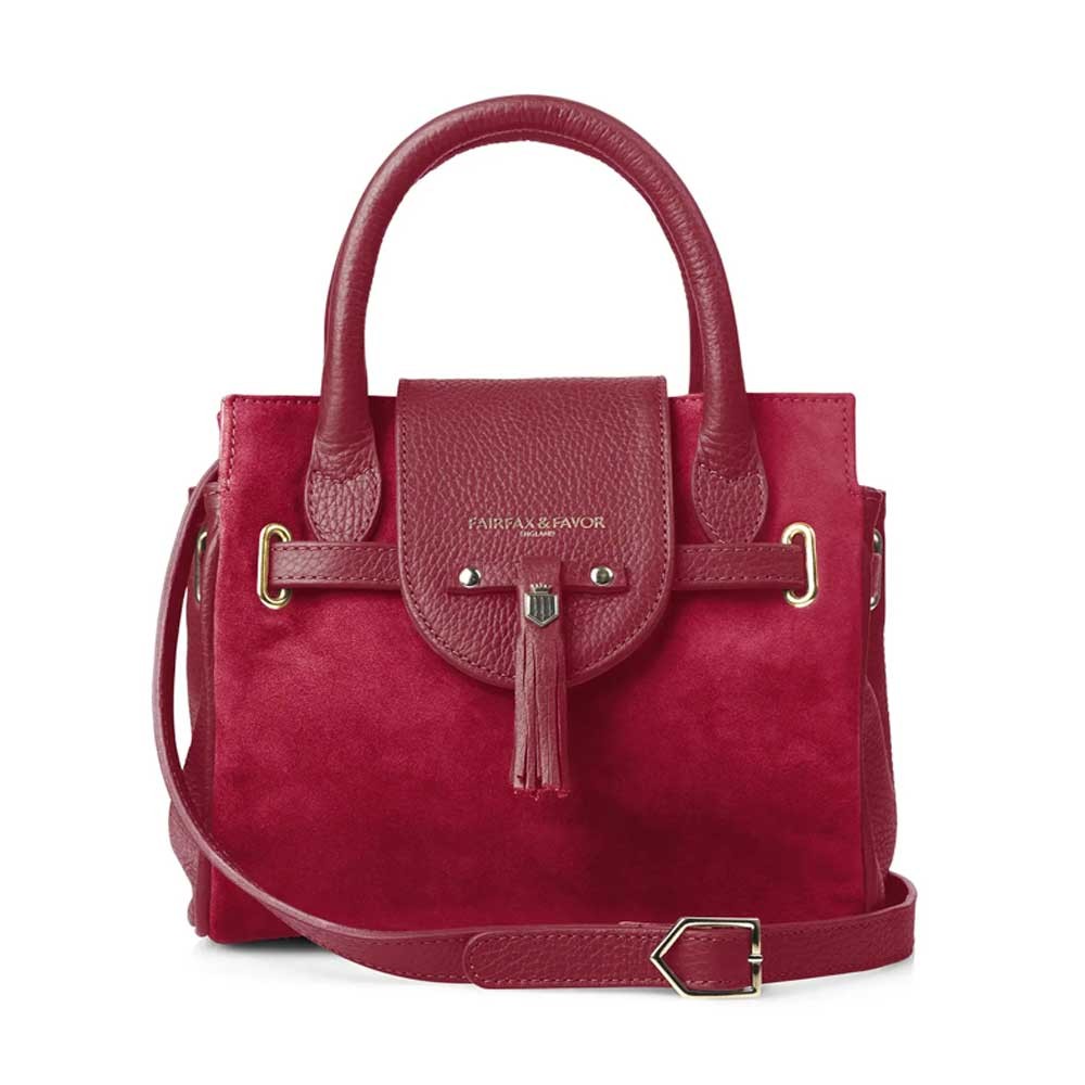 Fairfax & Favor Fairfax & Favor Mini Windsor Handbag in Cherry Suede