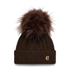 Holland Cooper Holland Cooper Sloane Cable Bobble Hat in Chocolate