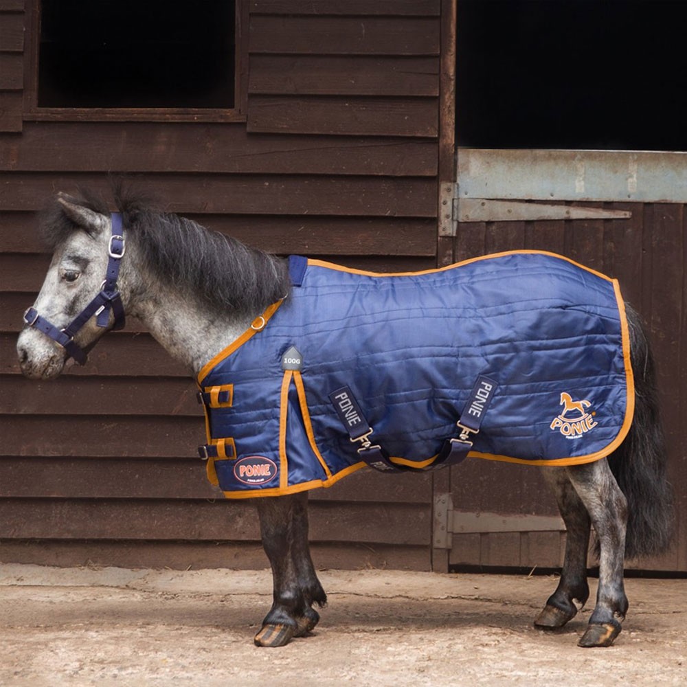 Gallop Gallop Ponie 100g Stable Rug in Navy/Orange