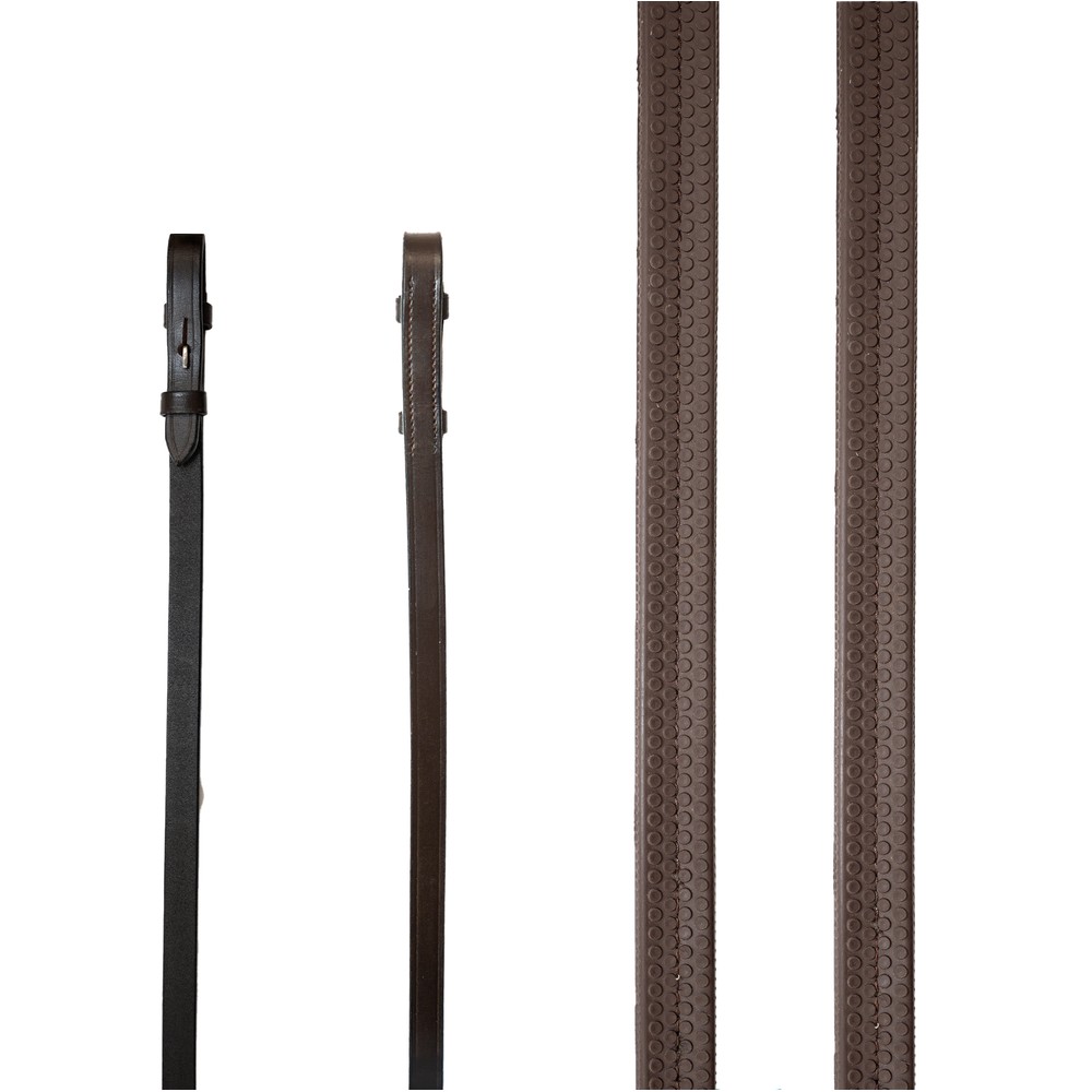 Houghton Country Houghton Country Classic Nylon Lined Rubber Grip Reins in Brown