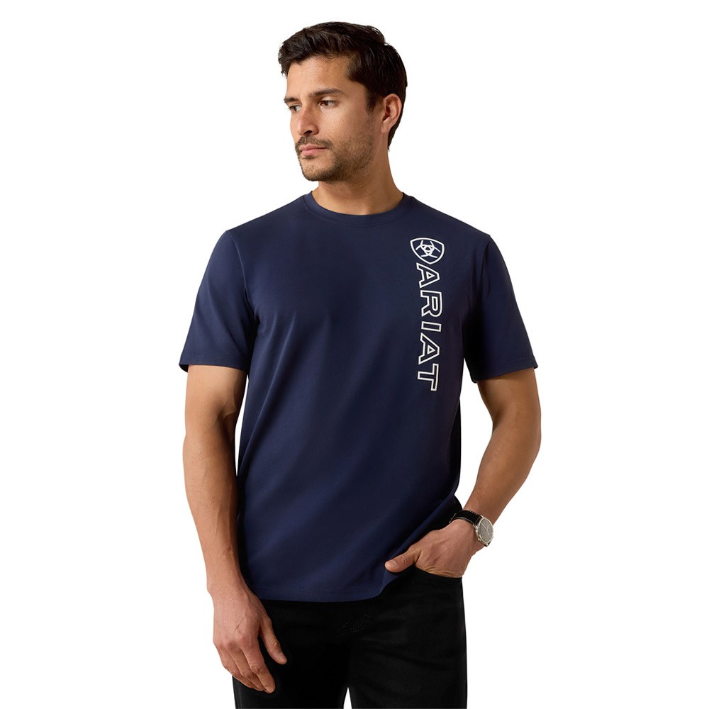 Ariat Mens Vertical Logo T-Shirt Navy