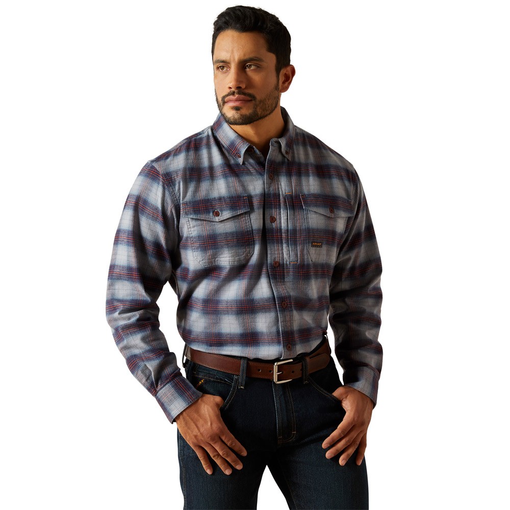Ariat Ariat Mens Rebar Flannel DuraStretch Work Shirt in Monument