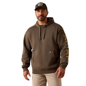 Ariat Ariat Men's Rebar Lightweight Logo Hoodie in Major Brown/Wood