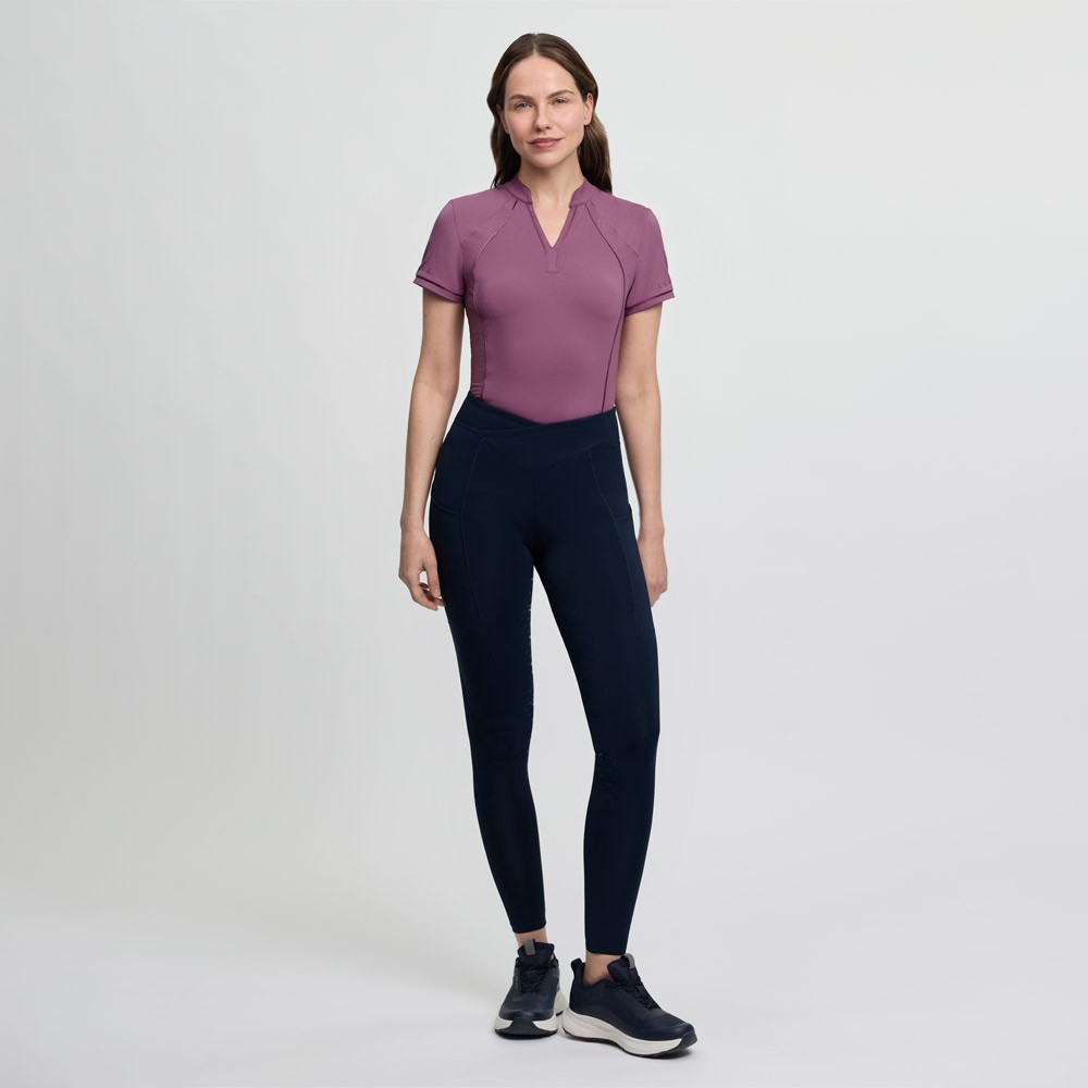 LeMieux Simone Cross Over Half Seat Pull On Riding Tights Navy