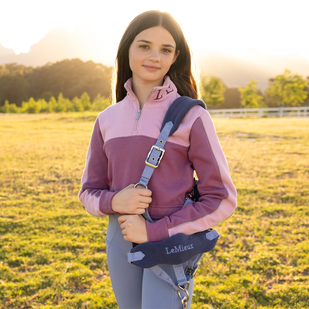 LeMieux Young Rider Cropped Kate Quarter Zip Sweatshirt Pink