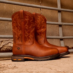 Ariat Ariat Mens Workhog Wide Square Steel Toe Work Boot in Toast