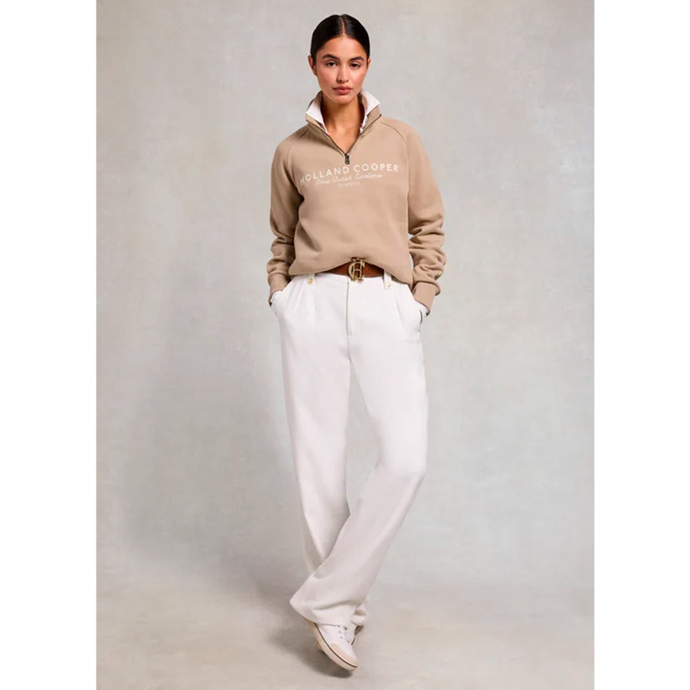Holland Cooper Sporting Goods Zip Henley Beige