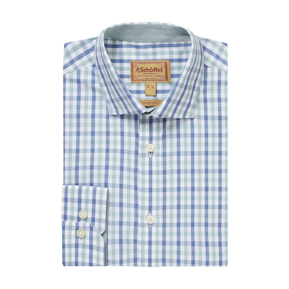 Schoffel Schoffel Hebden Tailored Shirt in Mist Blue/Vintage Indigo
