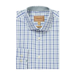 Schoffel Schoffel Hebden Tailored Shirt in Mist Blue/Vintage Indigo