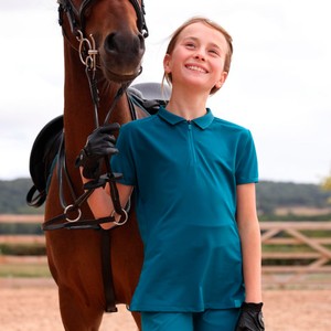 Shires Shires Aurbrion React Young Rider Tech Polo Shirt in Kingfisher