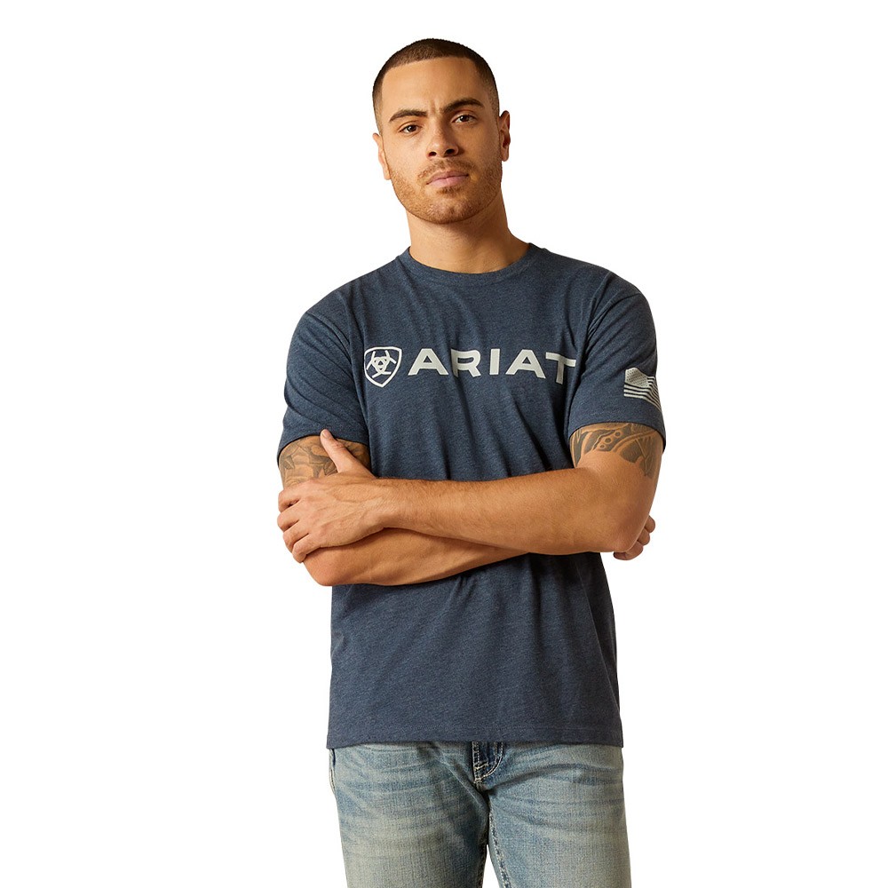 Ariat Mens  Shield Flag T-Shirt Navy
