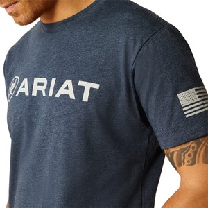 Ariat Ariat Mens Ariat Shield Flag T-Shirt in Navy Heather