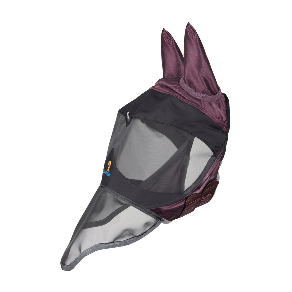 Shires FlyGuard Pro Deluxe Fly Mask with Ears & Nose Burgundy