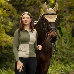 LeMieux LeMieux Harlequine Rugby Shirt Base Layer in Willow/Pear