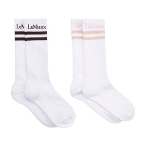 LeMieux LeMieux Tall Crew Socks 2 Pack in White