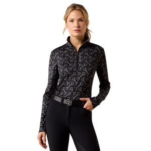 Ariat Ariat Lunaveil 1/2 Zip Baselayer in Black French Link Print