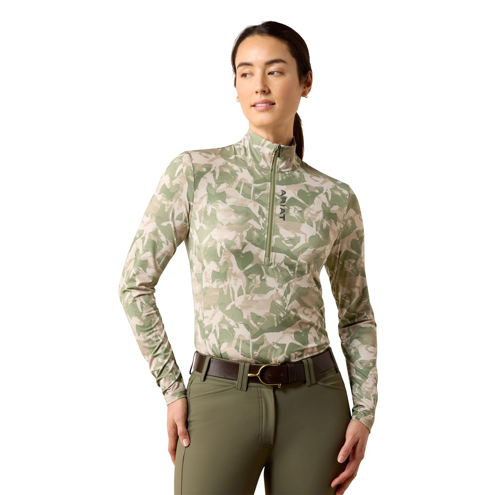 Ariat Ariat Lunaveil 1/2 Zip Baselayer in Olive Coincide Print