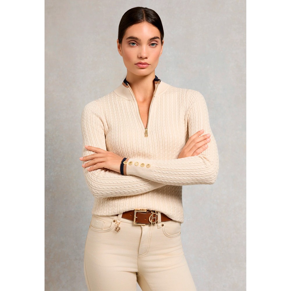 Holland Cooper Zoe Quarter Zip Knit Cream