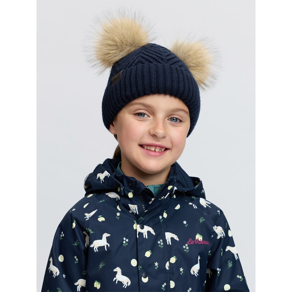 LeMieux Mini Double Pom Beanie Navy