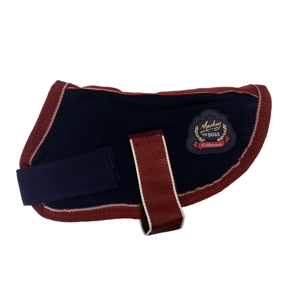 Mackey Mackey Buddy Fleece Dog Coat in Navy/Burgundy