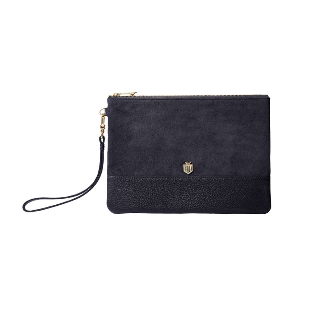 Fairfax & Favor Highbury Suede Clutch Bag Navy