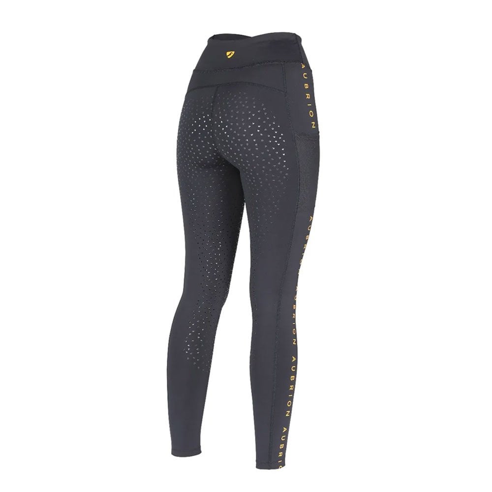 Shires Aubrion Brook Logo Riding Tights Black