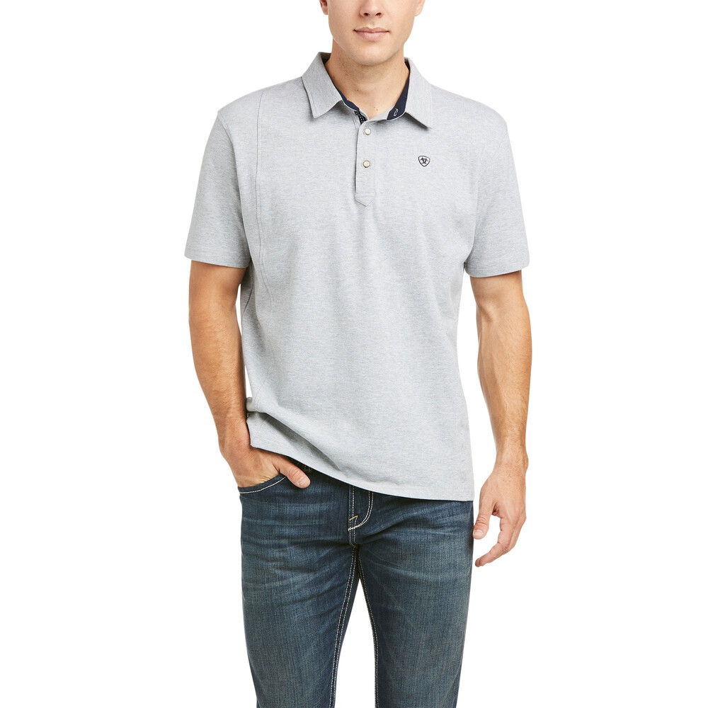 Ariat Ariat Mens Medal Polo Shirt in Heather Grey