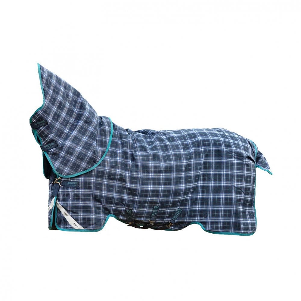 Horseware Horseware Rhino Pony Plus Medium Turnout in Navy Check/Teal