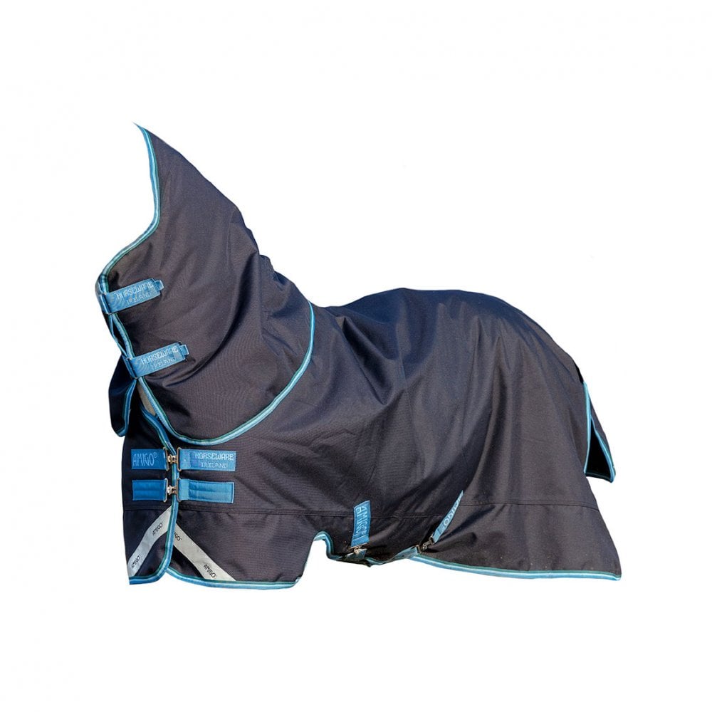Horseware Amigo Bravo 12 Plus Pony Medium Turnout Rug in Navy/Turquoise