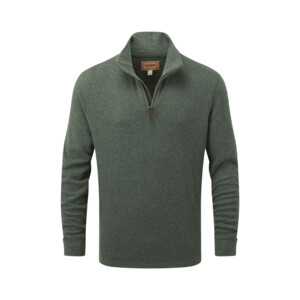 Schoffel Schoffel Mens Kingsbridge Cotton French Rib 1/4 Zip Jumper in Country Green