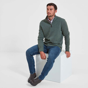 Schoffel Schoffel Mens Kingsbridge Cotton French Rib 1/4 Zip Jumper in Country Green
