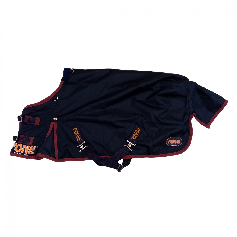 Gallop Gallop Ponie 50g Turnout Rug in Navy/Burgundy