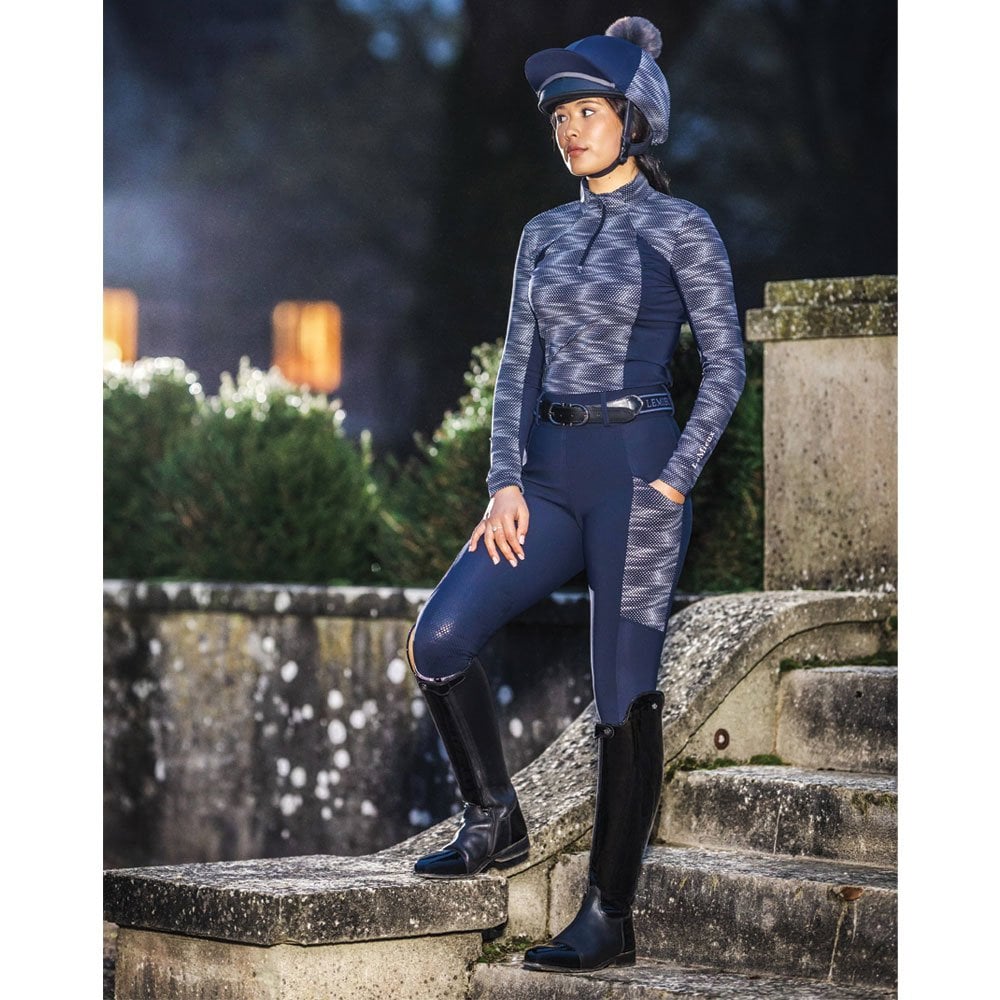 LeMieux Eleanor Reflective Pull On Riding Tights Navy