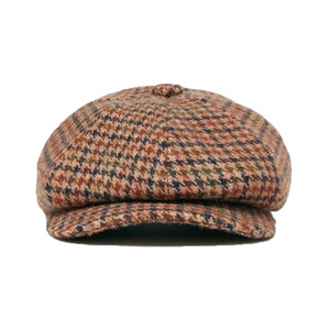 Joules Joules Harrogate Tweed Baker Boy Hat in Brown Houndstooth