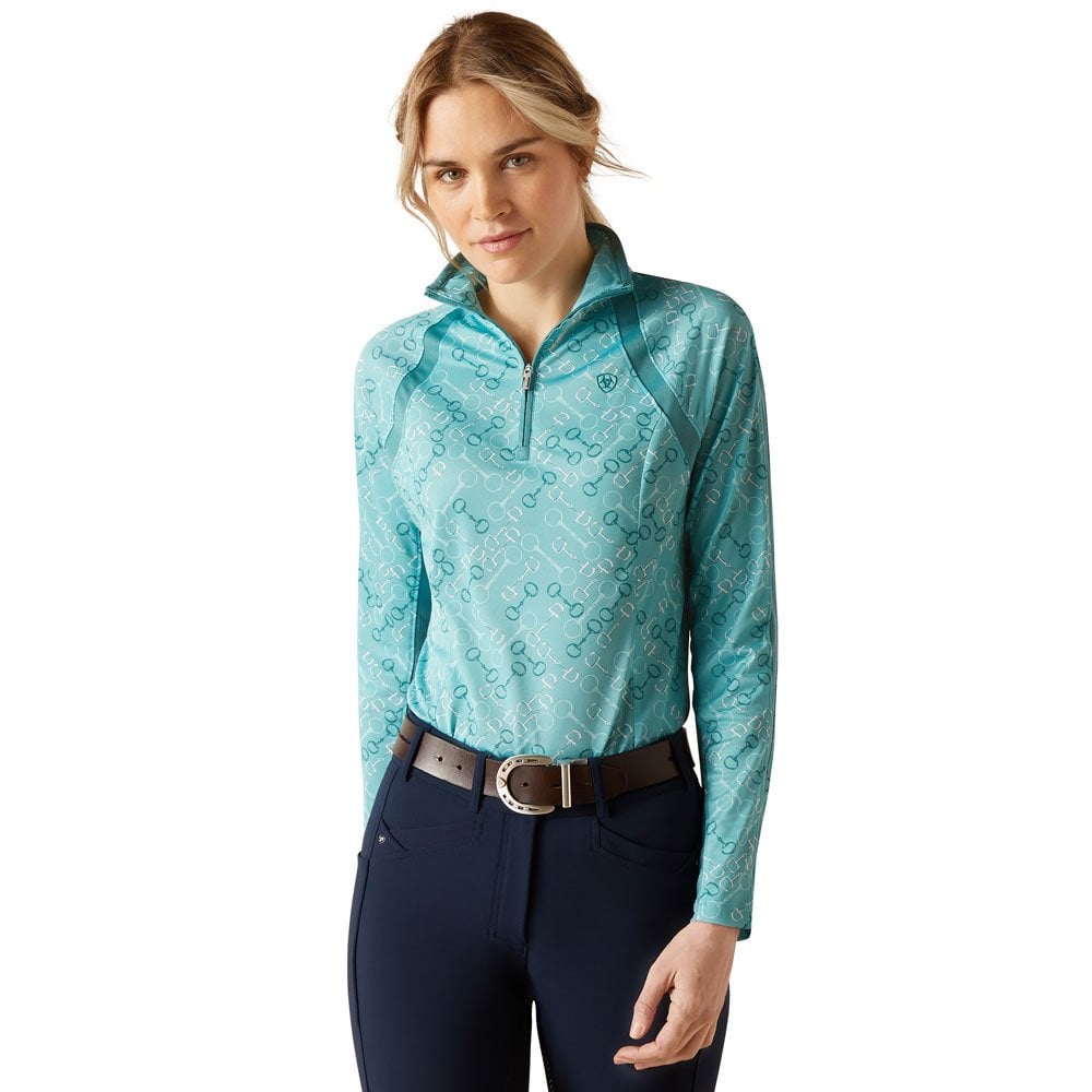 Ariat Ariat Sunstopper 3.0 1/4 Zip Top in Marine Blue Bit Print