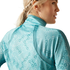 Ariat Ariat Sunstopper 3.0 1/4 Zip Top in Marine Blue Bit Print