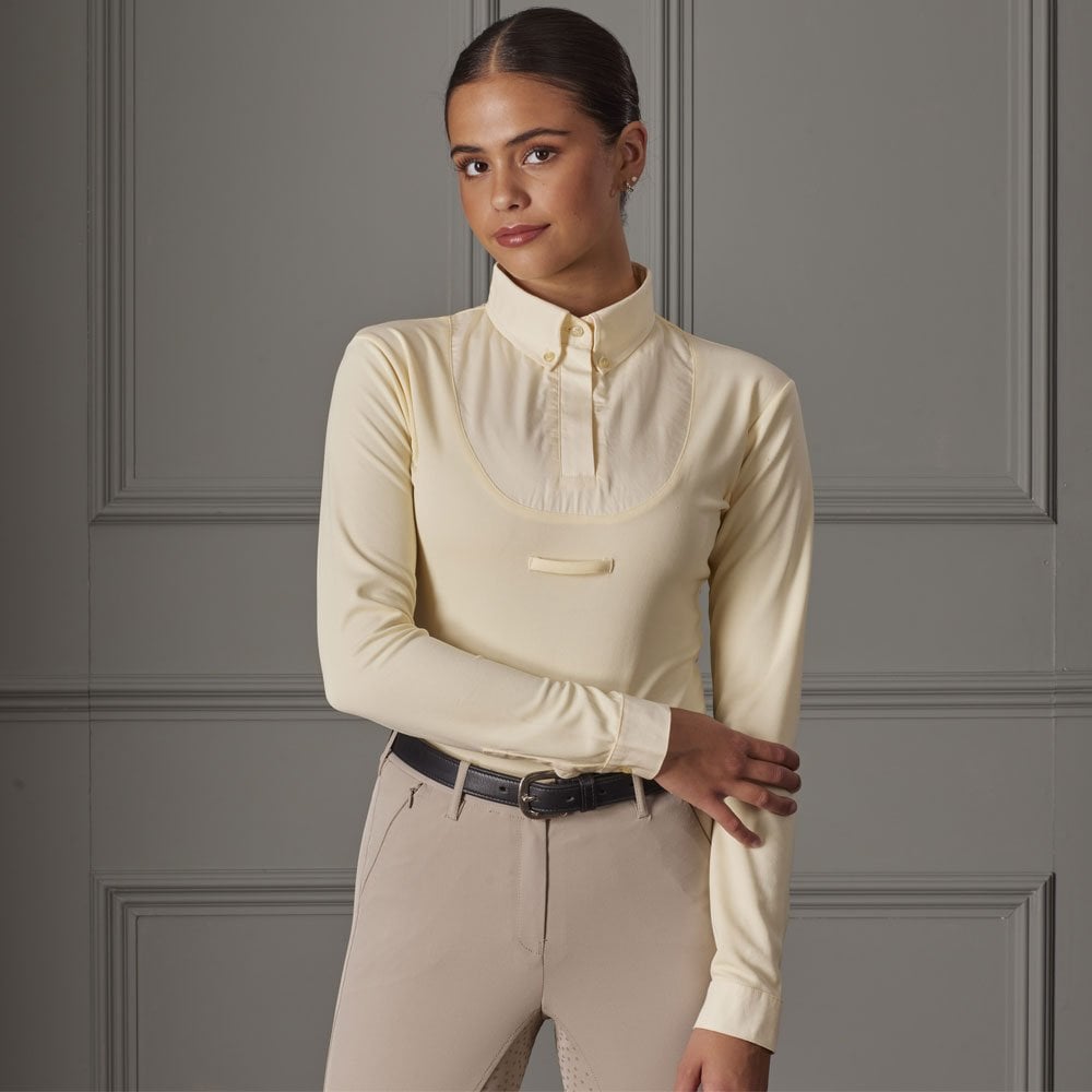 Shires Aubrion Ladies Long Sleeve Tie Shirt Yellow
