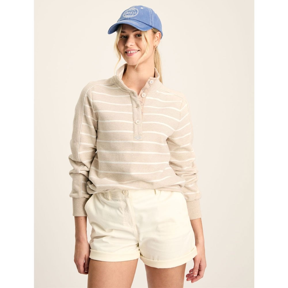 Joules Southwold Button Sweatshirt Beige