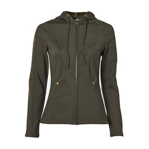 Holland Cooper Holland Cooper Crystal Training Zip Hoodie in Dark Olive