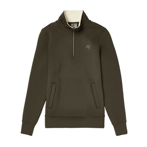 Holland Cooper Holland Cooper Training Zip Henley Sweatshirt in Dark Olive