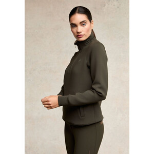 Holland Cooper Holland Cooper Training Zip Henley Sweatshirt in Dark Olive