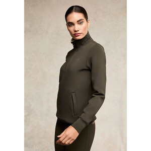 Holland Cooper Holland Cooper Training Zip Henley Sweatshirt in Dark Olive