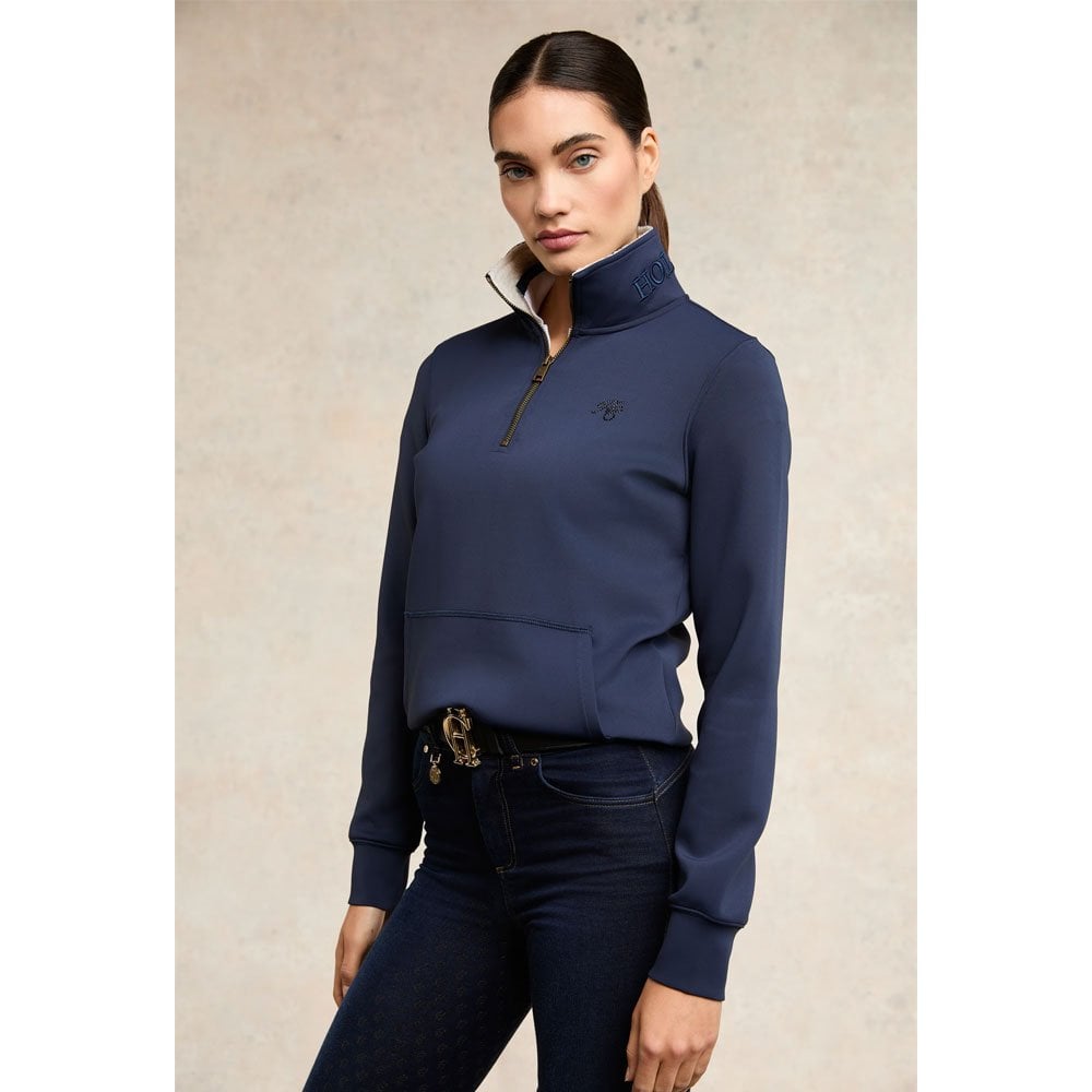 Holland Cooper Training Zip Henley Sweatshirt Navy