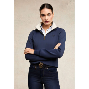 Holland Cooper Holland Cooper Training Zip Henley Sweatshirt in Ink Navy