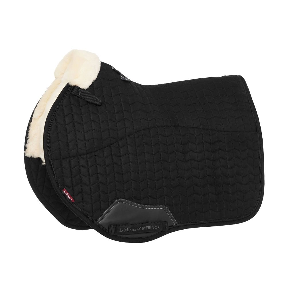 LeMieux LeMieux Merino+ Half Lined Suede Euro Jump Square in Black/Natural