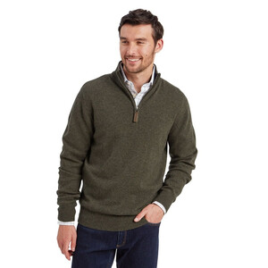 Schoffel Schoffel Mens Calton Cotton Cashmere 1/4 Zip Jumper in Loden Green