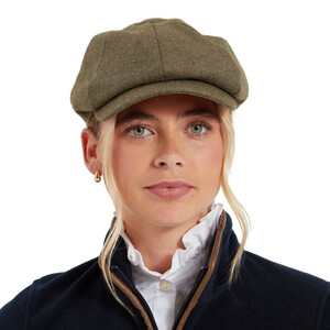 Schoffel Schoffel Ladies Newsboy Tweed Cap in Loden Green Herringbone