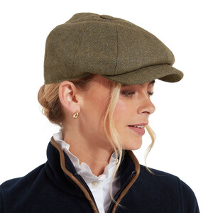 Schoffel Schoffel Ladies Newsboy Tweed Cap in Loden Green Herringbone